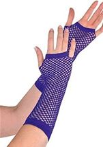 Purple Long Fishnet Fingerless Gloves