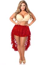 Plus Size Red High Low Lace Women Skirt