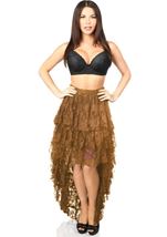 Adult Plus Size High Low Brown Lace Women Skirt