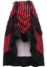 Adult Plus Size Black Red Stripe Adjustable High Low Women Skirt