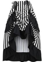 Black White Stripe Adjustable High Low Women Skirt