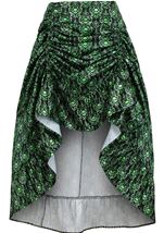Green  Black Satin Adjustable High Low Women Skirt