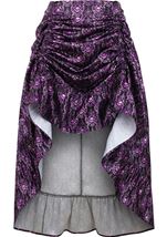 Purple Black Satin Adjustable High Low Women Skirt
