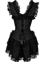 Adult Plus Size Black Lace Victorian Corset Dress