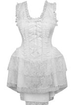 Adult White Lace Victorian Corset Dress Women Costume