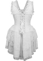 Adult White Lace Victorian Corset Dress Women Costume