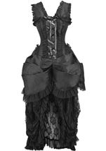 Adult Victorian Bustle Black Lace Corset Dress Women Costume 