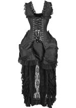 Adult Plus Size Victorian Bustle Black Lace Corset Dress