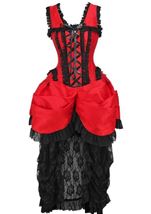 Adult Red Black Victorian Bustle Corset Dress Women Costume