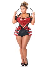 Adult Plus Size Royal Red Queen Corset Women Costume