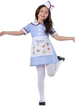Kids Diner Waitress Girls Costume