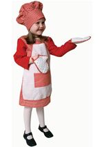 Kids Red Gingham Girls Chef Costume