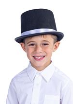 Kids Silver Trim Tuxedo Unisex Top Hat