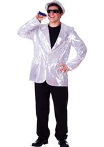 Silver Dance Tuxedo Men Sequin Jacket Costume