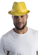 Yellow Sequined Unisex Fedora Hat