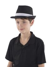 All ages Black And White Striped Fedora Hat