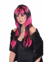 Black And Pink Vivid Long Women Wig