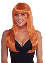 Neon Orange Women Long Wig