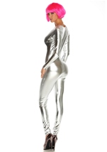 Adult Metallic Zipfront Silver Women Bodysuit