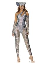 Adult Shiny Black And Gray Reptile Print Women Costume