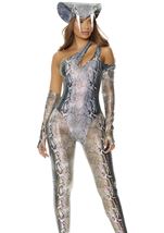 Adult Shiny Black And Gray Reptile Print Women Costume