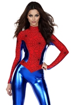Adult Spider Print Women Bodysuit Costume