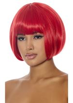 Red Bob Women Wig with Bangs