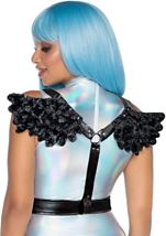 Adult Furry Angel Wing With Harness Black