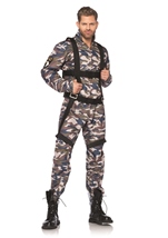 Paratrooper Men Army Soldier Camo Print Costume
