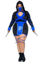 Adult Plus Size Dragon Ninja Women Costume Blue