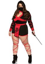 Adult Plus Size Dragon Ninja Women Costume Red