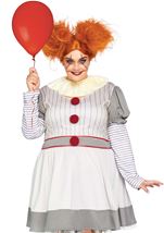 Adult Plus Size Creepy Clown Women Scary Costume