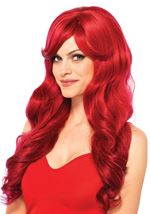 Red Long Wavy Wig With Adjustable Strap