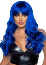 Misfit Long Wavy Bang Women Wig Blue