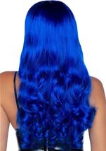 Adult Misfit Long Wavy Bang Women Wig Blue