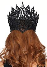 Adult Glitter Queen Crown With Jewel Accent Black 