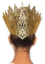 Adult Glitter Queen Crown With Jewel Accent Gold