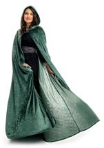 Adult Woodland Green Velvet Full Length Cloak