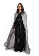 Adult Grey Hooded Full Length Velvet Cloak
