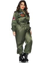 Adult Plus Size Top Gun Parachute Flight Suit Women Costume