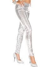Sequin Woman Leggings Silver