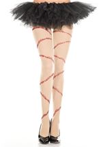 Bloody Stitch Red And Beige Women Pantyhose