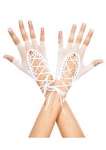 Fishnet Fingerless Woman Gloves White