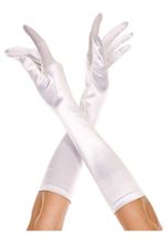 Elbow Length Satin Gloves White