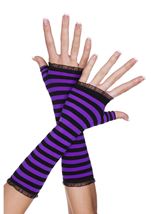 Opaque Stripes Woman Gloves Purple