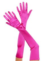 Extra Long Satin Gloves Hot Pink