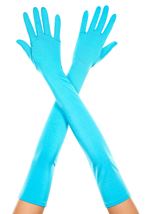 Extra Long Satin Gloves Turquoise 