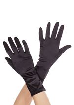 Wrist Length Satin Gloves  Black