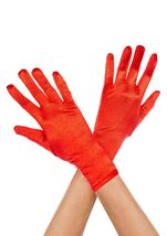 Adult Wrist Length Satin Gloves Red