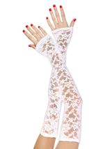 Adult Woman Fingerless Lace Gloves White